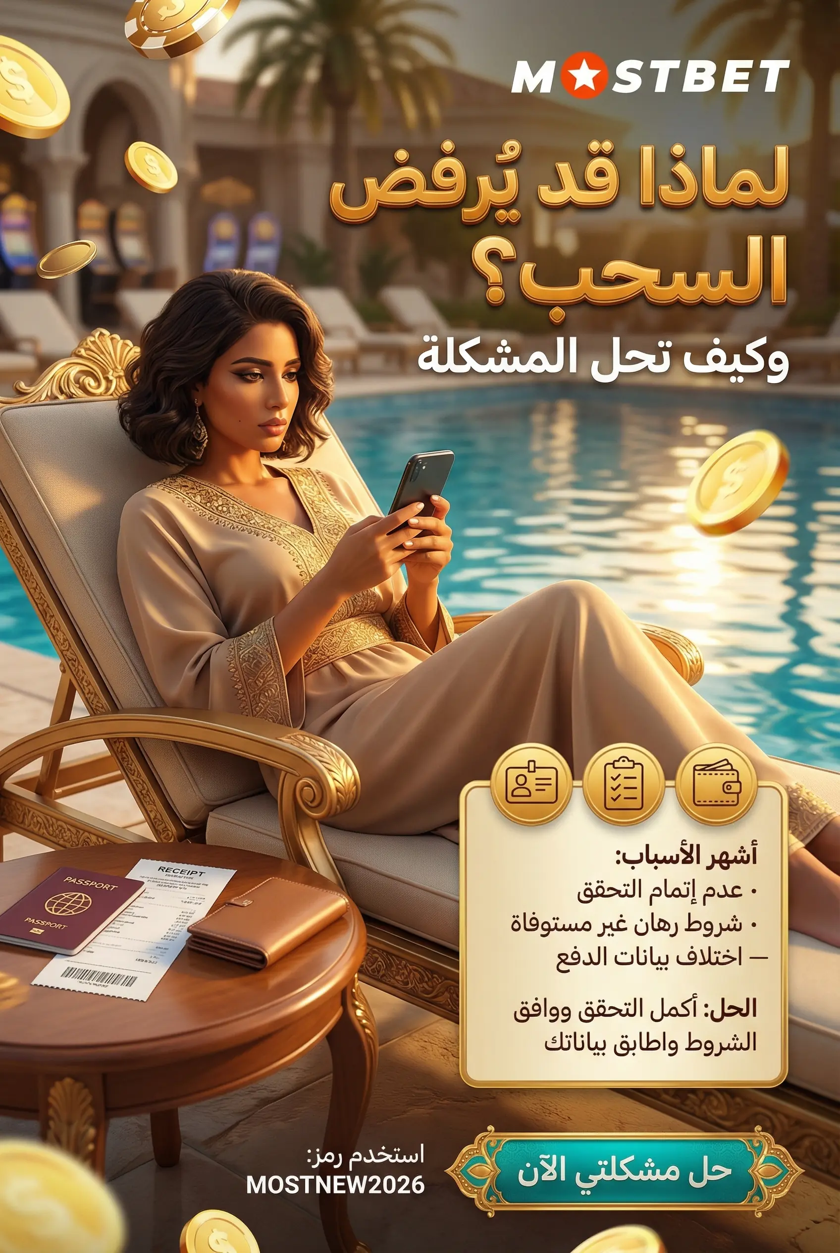 أسباب رفض السحب في Mostbet