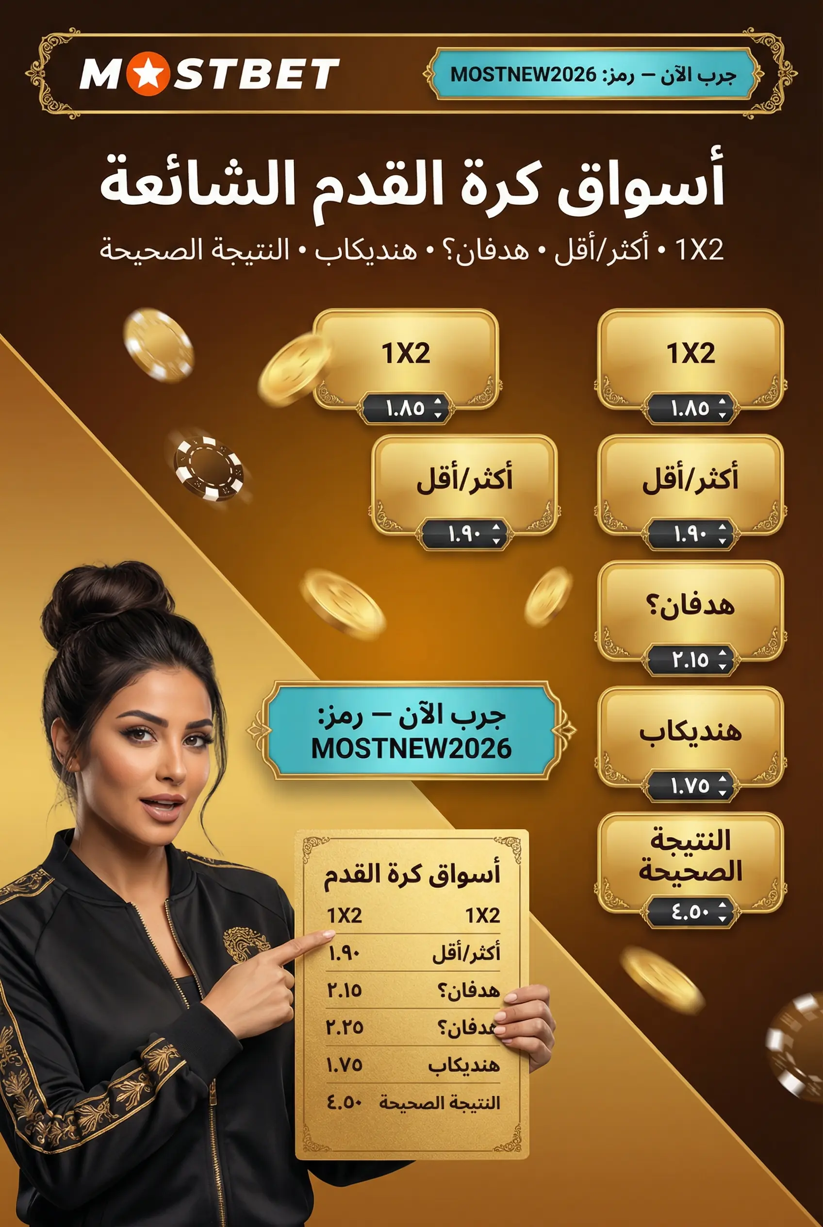 أمثلة على الأسواق والخيارات الشائعة في كرة القدم