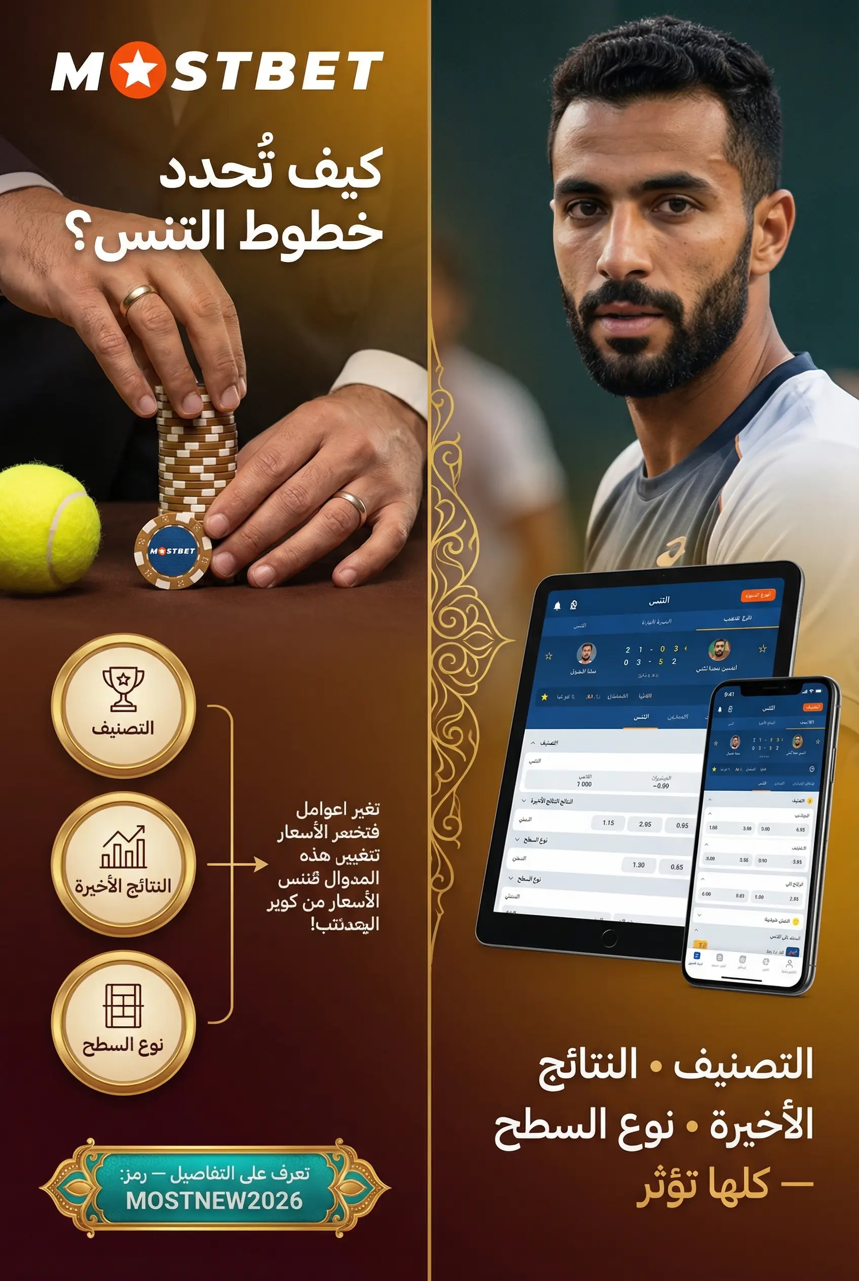 كيف تعمل خطوط الرهان Mostbet في التنس